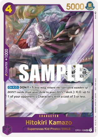 Hitokiri Kamazo (Store Championship Participation Pack) (OP01-108) [One Piece Promotion Cards] Foil - Deck Out Gaming