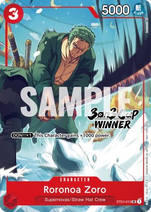 Roronoa Zoro (3-on-3 Cup) [Winner] (ST01-013) [One Piece Promotion Cards] - Deck Out Gaming