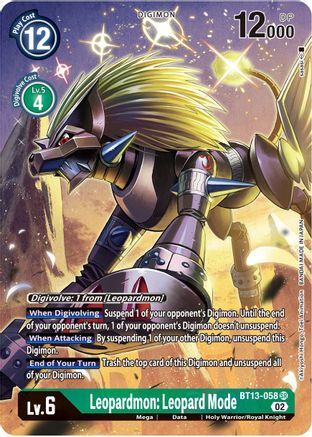 Leopardmon: Leopard Mode (Alternate Art) (BT13-058) [Versus Royal Knights] Foil - Deck Out Gaming