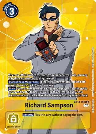 Richard Sampson (Box Topper) (BT13-098) [Versus Royal Knights] Foil - Deck Out Gaming