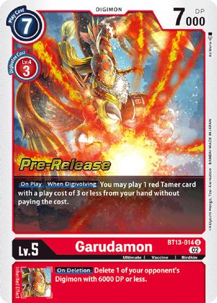 Garudamon (BT13-014) [Versus Royal Knights Pre-Release Cards] Foil - Deck Out Gaming