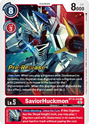 SaviorHuckmon (BT13-016) [Versus Royal Knights Pre-Release Cards] Foil - Deck Out Gaming