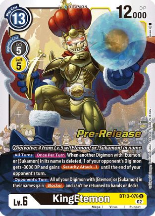 KingEtemon (BT13-076) [Versus Royal Knights Pre-Release Cards] Foil - Deck Out Gaming