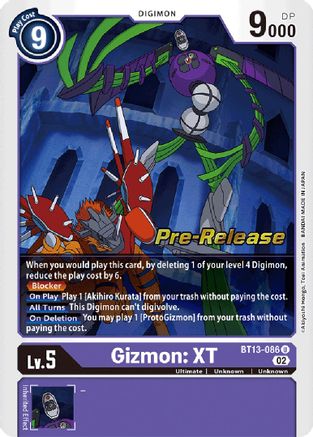 Gizmon: XT (BT13-086) [Versus Royal Knights Pre-Release Cards] Foil - Deck Out Gaming