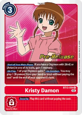 Kristy Damon (BT13-094) [Versus Royal Knights Pre-Release Cards] Foil - Deck Out Gaming