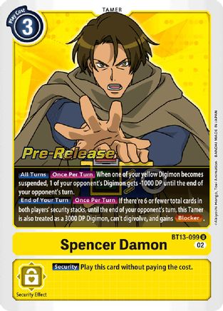 Spencer Damon (BT13-099) [Versus Royal Knights Pre-Release Cards] Foil - Deck Out Gaming