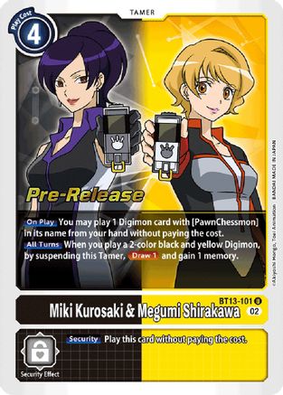 Miki Kurosaki & Megumi Shirakawa (BT13-101) [Versus Royal Knights Pre-Release Cards] Foil - Deck Out Gaming