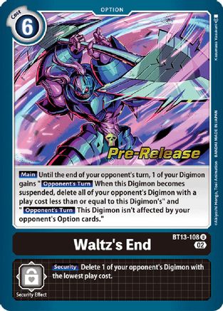 Waltz's End (BT13-108) [Versus Royal Knights Pre-Release Cards] Foil - Deck Out Gaming