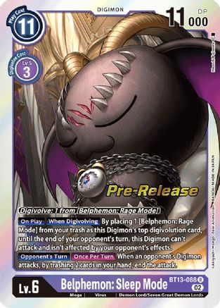 Belphemon: Sleep Mode (BT13-088) [Versus Royal Knights Pre-Release Cards] Foil - Deck Out Gaming