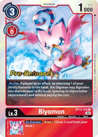 Biyomon (BT13-010) [Versus Royal Knights Pre-Release Cards] Foil - Deck Out Gaming