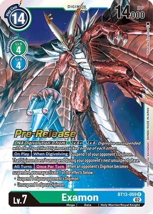 Examon (BT13-059) [Versus Royal Knights Pre-Release Cards] Foil - Deck Out Gaming