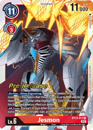 Jesmon (BT13-017) [Versus Royal Knights Pre-Release Cards] Foil - Deck Out Gaming