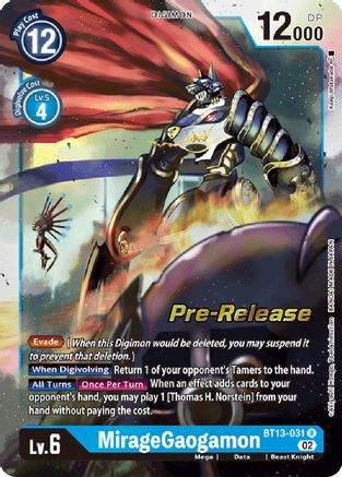 MirageGaogamon (BT13-031) [Versus Royal Knights Pre-Release Cards] Foil - Deck Out Gaming