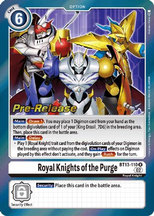 Royal Knights of the Purge (BT13-110) [Versus Royal Knights Pre-Release Cards] Foil - Deck Out Gaming