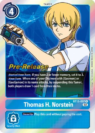 Thomas H. Norstein (BT13-097) [Versus Royal Knights Pre-Release Cards] Foil - Deck Out Gaming