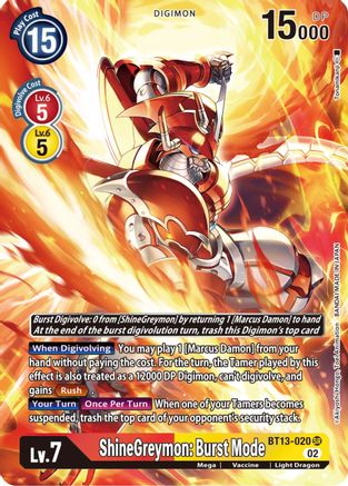 ShineGreymon: Burst Mode (Alternate Art) (BT13-020) [Versus Royal Knights] Foil - Deck Out Gaming