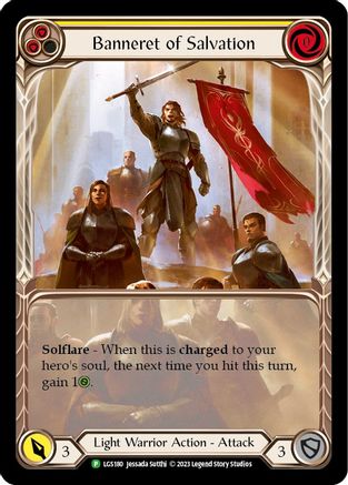 Banneret of Salvation - LGS180 (LGS180) [Flesh and Blood: Promo Cards] Rainbow Foil - Deck Out Gaming