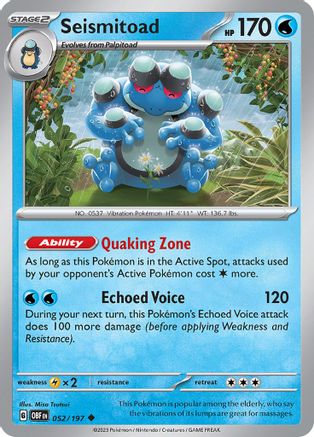 Seismitoad (52) [SV03: Obsidian Flames] - Deck Out Gaming