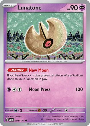 Lunatone (92) [SV03: Obsidian Flames] - Deck Out Gaming