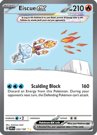 Eiscue ex - 222/197 (222) [SV03: Obsidian Flames] Holofoil - Deck Out Gaming