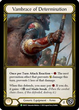 Vambrace of Determination (Golden) - FAB127 (FAB127) [Flesh and Blood: Promo Cards] Cold Foil - Deck Out Gaming