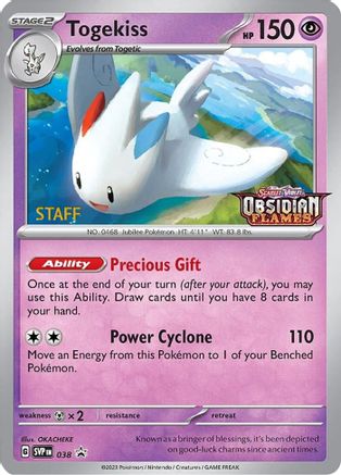 Togekiss - 038 (Prerelease) [Staff] (38) [SV: Scarlet & Violet Promo Cards] Holofoil - Deck Out Gaming