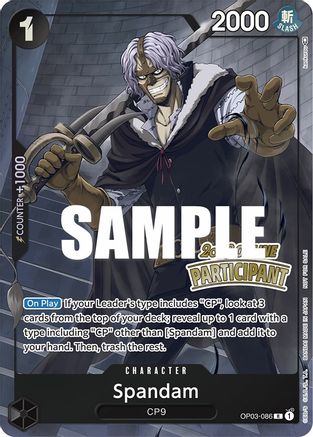 Spandam (Online Regional 2023) [Participant] (OP03-086) [One Piece Promotion Cards] Foil - Deck Out Gaming