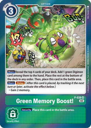 Green Memory Boost! (Resurgence Booster Reprint) (P-038) [Resurgence Booster] Foil - Deck Out Gaming