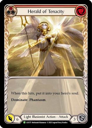 Herald of Tenacity (Red) - LGS173 (LGS173) [Flesh and Blood: Promo Cards] Rainbow Foil - Deck Out Gaming