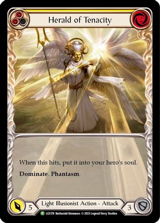 Herald of Tenacity (Yellow) - LGS174 (LGS174) [Flesh and Blood: Promo Cards] Rainbow Foil - Deck Out Gaming