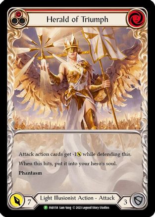 Herald of Triumph (Red) - FAB158 (FAB158) [Flesh and Blood: Promo Cards] Rainbow Foil - Deck Out Gaming