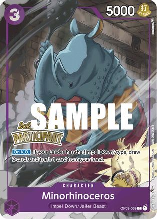 Minorhinoceros (Offline Regional 2023) [Participant] (OP03-069) [One Piece Promotion Cards] Foil - Deck Out Gaming