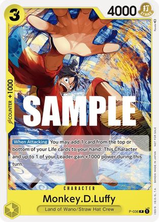Monkey.D.Luffy (Pre-Release Tournament) (P-036) [One Piece Promotion Cards] - Deck Out Gaming