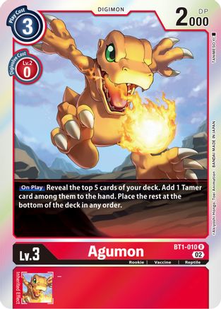 Agumon - BT1-010 (Resurgence Booster Reprint) (BT1-010) [Resurgence Booster] Foil - Deck Out Gaming