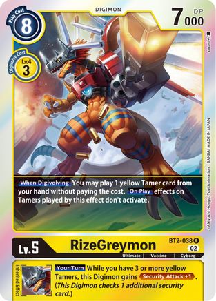 RizeGreymon - BT2-038 (Resurgence Booster Reprint) (BT2-038) [Resurgence Booster] Foil - Deck Out Gaming