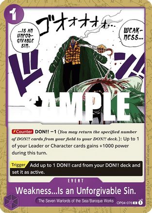 Weakness...Is an Unforgivable Sin. (OP04-076) [Kingdoms of Intrigue] - Deck Out Gaming