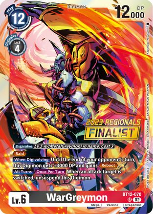 WarGreymon (2023 Regionals Finalist) (BT12-070) [Across Time] Foil - Deck Out Gaming