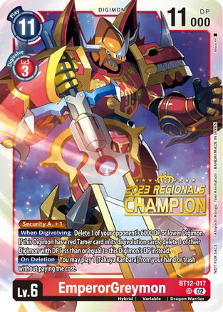 EmperorGreymon (2023 Regionals Champion) (BT12-017) [Across Time] Foil