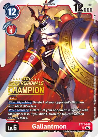 Gallantmon (2023 Regionals Champion) (BT12-018) [Across Time] Foil - Deck Out Gaming