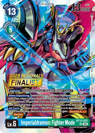 Imperialdramon: Fighter Mode (2023 Regionals Finalist) (BT12-031) [Across Time] Foil - Deck Out Gaming