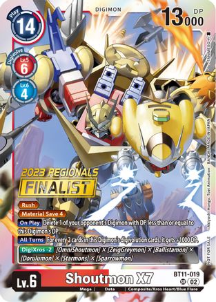 Shoutmon X7 (2023 Regionals Finalist) (BT11-019) [Dimensional Phase] Foil