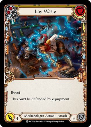 Lay Waste (Yellow) (EVO208) [Bright Lights] Rainbow Foil - Deck Out Gaming