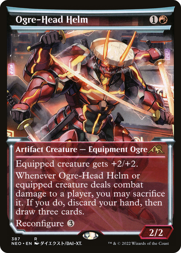 Ogre-Head Helm (Showcase) (387) [Kamigawa: Neon Dynasty] foil - Deck Out Gaming