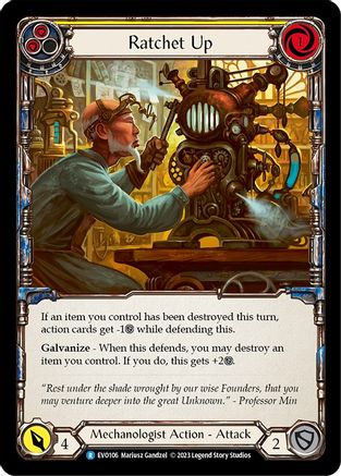 Ratchet Up (Yellow) (EVO106) [Bright Lights] Rainbow Foil - Deck Out Gaming