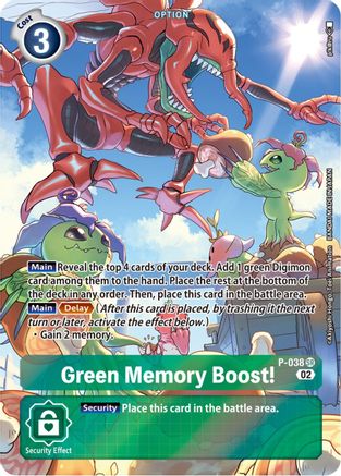 Green Memory Boost! - P-038 (Digimon Adventure Box 2) (P-038) [Digimon Promotion Cards] Foil - Deck Out Gaming