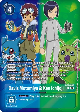 Davis Motomiya & Ken Ichijoji (Tamer Party Pack -The Beginning-) (BT8-088) [New Awakening] Foil - Deck Out Gaming