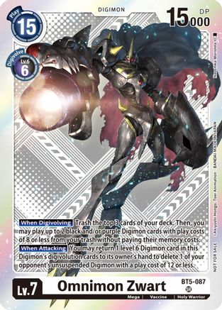 Omnimon Zwart (Starter Deck 15 & 16 Pre-Release Winner) (BT5-087) [Battle of Omni] Foil - Deck Out Gaming