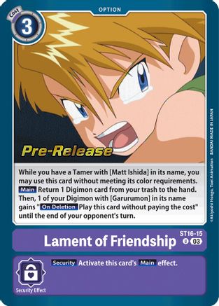 Lament of Friendship (ST16-15) [Starter Deck 16: Wolf of Friendship Pre-Release Cards] Foil - Deck Out Gaming