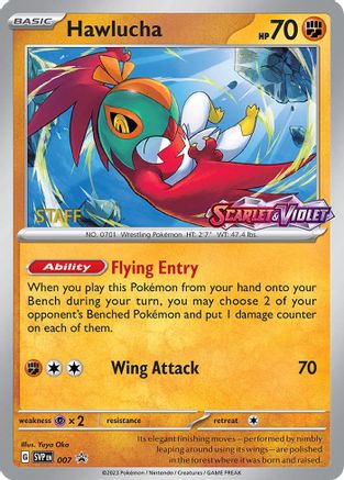 Hawlucha - 007 (Prerelease) [Staff] (7) [SV: Scarlet & Violet Promo Cards] Holofoil - Deck Out Gaming