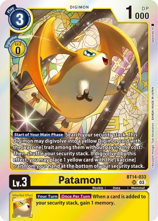 Patamon (BT14-033) [Blast Ace] Foil - Deck Out Gaming